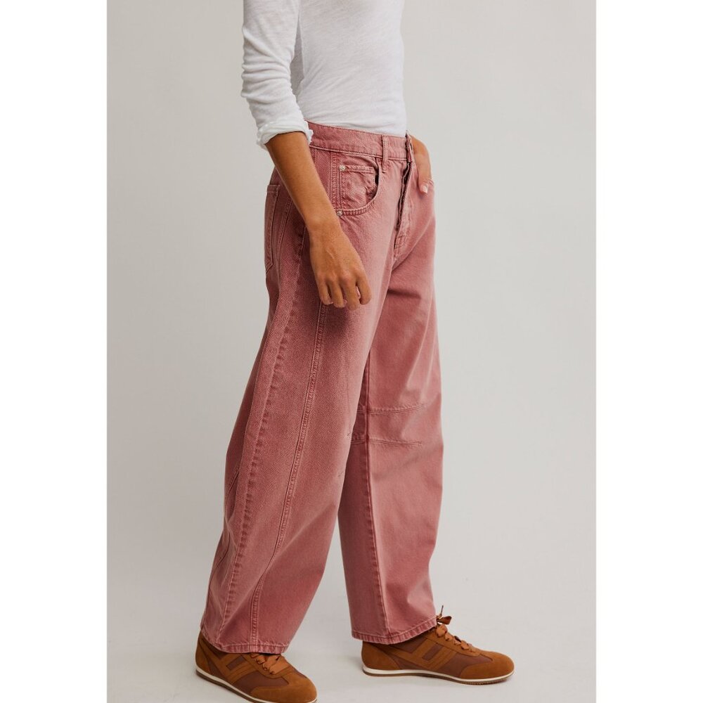 FREE PEOPLE Good Luck Mid Rise Barrel Jeans in Sunsetter - Picture 3 of 6